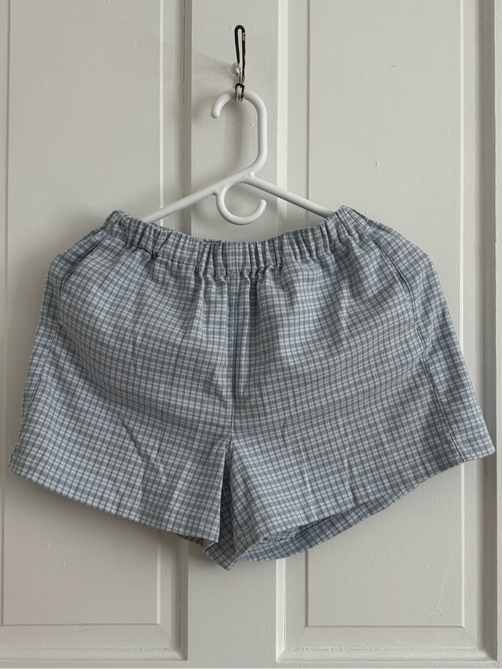 Brandy Melville Light Blue Plaid High Waist Shorts